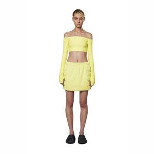 Rain's Straw Yellow Loop Mini Padded Skirt Size X-Small, NWT, MSRP $170